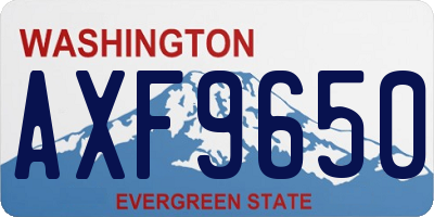 WA license plate AXF9650