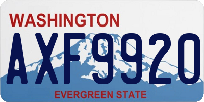 WA license plate AXF9920