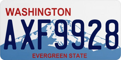WA license plate AXF9928