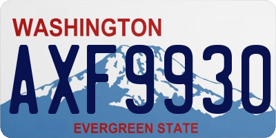 WA license plate AXF9930