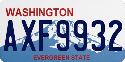 WA license plate AXF9932