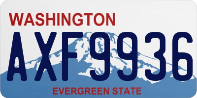 WA license plate AXF9936