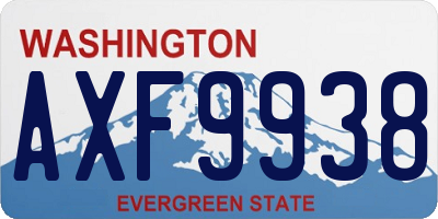 WA license plate AXF9938