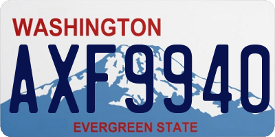 WA license plate AXF9940