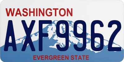 WA license plate AXF9962