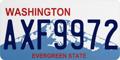WA license plate AXF9972