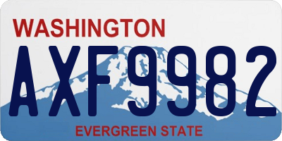 WA license plate AXF9982