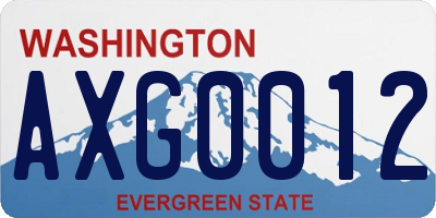 WA license plate AXG0012