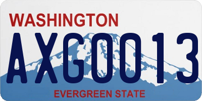 WA license plate AXG0013
