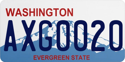 WA license plate AXG0020
