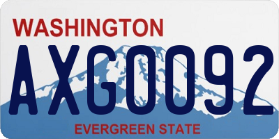 WA license plate AXG0092