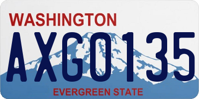 WA license plate AXG0135
