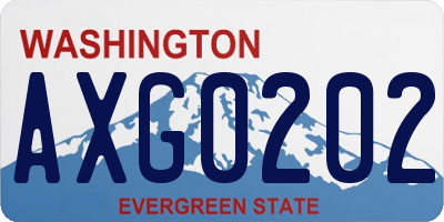 WA license plate AXG0202