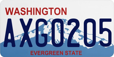 WA license plate AXG0205