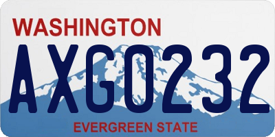 WA license plate AXG0232