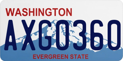 WA license plate AXG0360