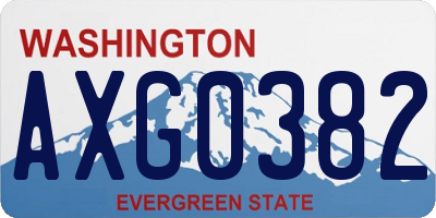 WA license plate AXG0382