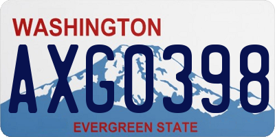 WA license plate AXG0398