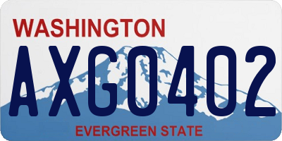 WA license plate AXG0402