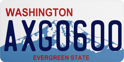 WA license plate AXG0600
