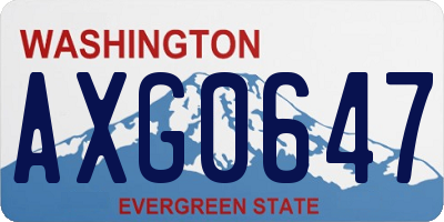 WA license plate AXG0647