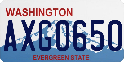 WA license plate AXG0650