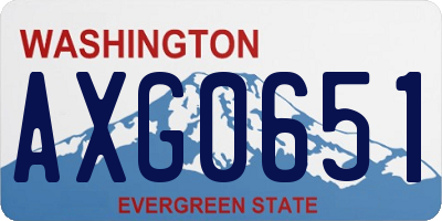 WA license plate AXG0651