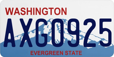 WA license plate AXG0925