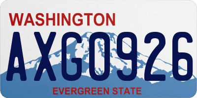 WA license plate AXG0926