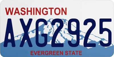 WA license plate AXG2925