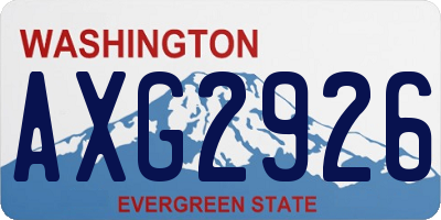 WA license plate AXG2926