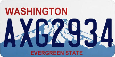 WA license plate AXG2934