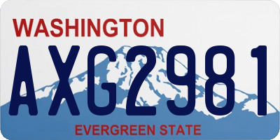 WA license plate AXG2981