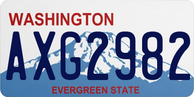 WA license plate AXG2982