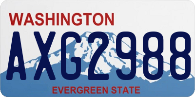 WA license plate AXG2988