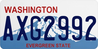WA license plate AXG2992