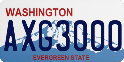 WA license plate AXG3000