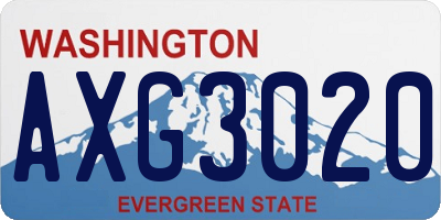 WA license plate AXG3020