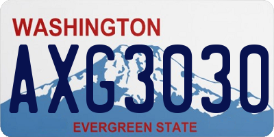 WA license plate AXG3030