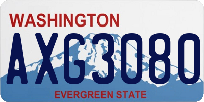 WA license plate AXG3080