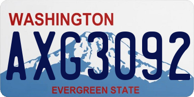 WA license plate AXG3092