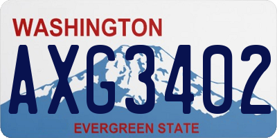 WA license plate AXG3402