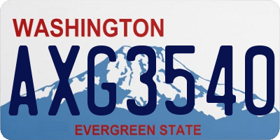 WA license plate AXG3540