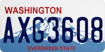 WA license plate AXG3608