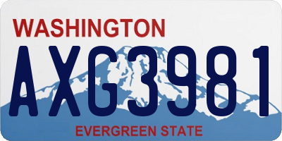 WA license plate AXG3981