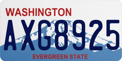 WA license plate AXG8925