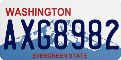 WA license plate AXG8982