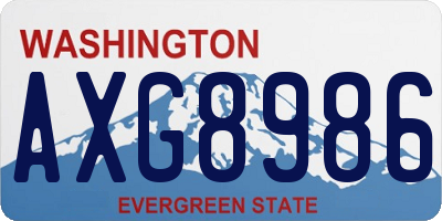 WA license plate AXG8986