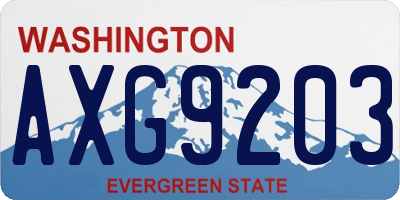 WA license plate AXG9203