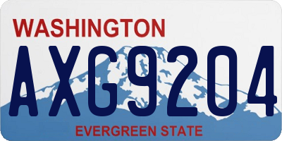 WA license plate AXG9204